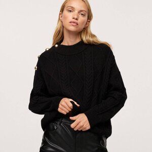 MANGO Buttoned knit braided sweater XS
